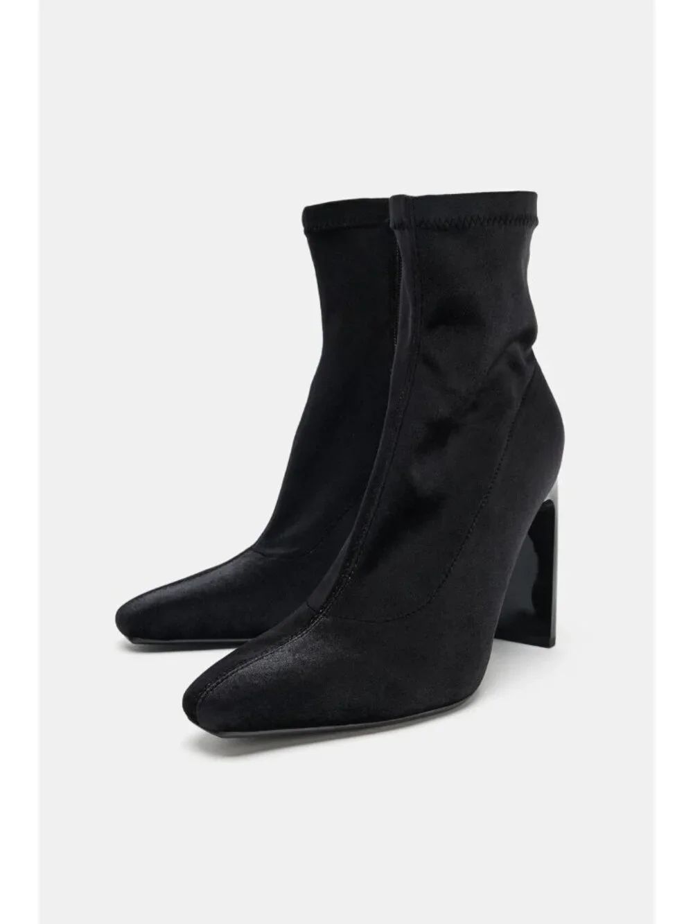 Zara Women Velvet Effect Ankle Boots EU 41 US 10 Black Pointed Toe 3125/610 NWOB